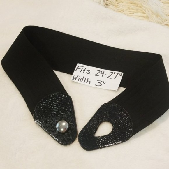 🔆🔅80s 90s Black Leather Retro Punk Goth Grunge Cinch Elastic Belt 24-27"🔆🔅 - Picture 13 of 13